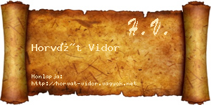 Horvát Vidor névjegykártya